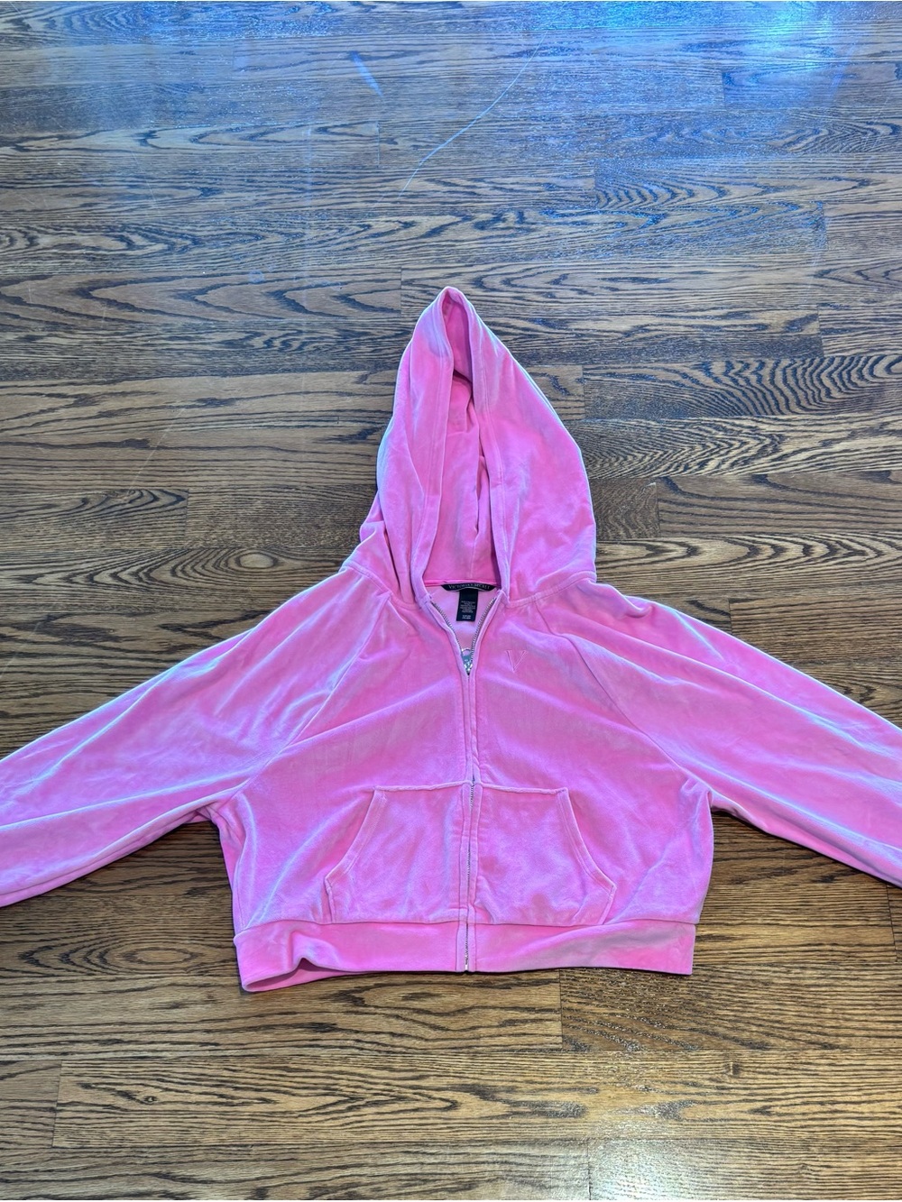 Victoria Secret Velour Zip-Up cropped Hoodie